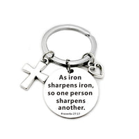 Christian Bible Scripture Pendant Cross Heart Charms Keychain
