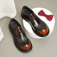 Wide Feet Leather Shoes Men's Genuine Leather High-grade Patent Leather Bright Surface