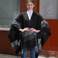 Women's Jacquard Warm Tassel Cardigan Outer Wear