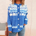 Retro Ethnic Style Knitted Jacquard Coat Round Neck Single-breasted Sweater