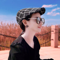Plaid sunscreen cap