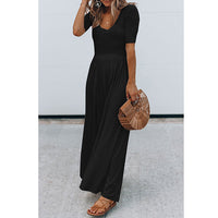 Round neck short sleeve long jumpsuit