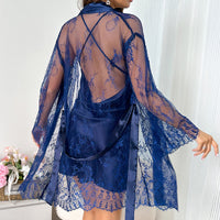 Mesh Lace-trimmed Pajamas For Wearing Outside As Loungewear