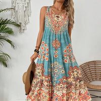European And American-style Casual Printed Maxi Dress