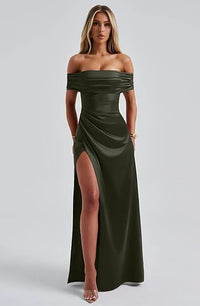 Off-shoulder Side-slit Maxi Dress Fashion Gown