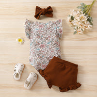Girls Sweet Flower Flying Sleeve Top