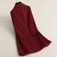 New Chinese-style Red Oversized Double-faced Wool Coat