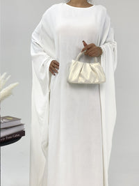 Womens Cinched-waist Batwing-sleeve Dress