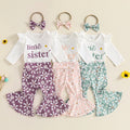 Girls' Romper Flower Bell-bottom Pants Three-piece Set