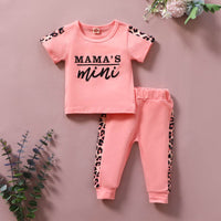 Baby Girl Alphabet Print Short-sleeved Trousers Suit