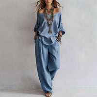 Women's Casual Loose Top And Wide-Leg Pants Set