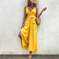 Women's Jumpsuit Self-tie Slit Backless Sling