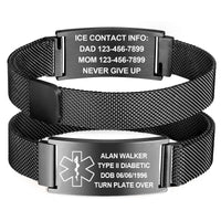 Stainless Steel Bracelet With Medical Symbol, Adjustable
