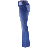 Women's Contrast Color High Waist Wash Fashion Flared Jeans