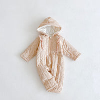 Fleece Warm Printed Lace Cotton Coat Long Romper