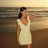 Lotus Leaf Edge Lace Up Backless Lace Up Dress