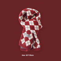 New Year Gift Red Lovers Wild Plaid Warm Wool Scarf