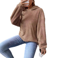 Women's Simple Fashion Hooded Double-sided Velvet Loose Long Sleeve Sweatershirt