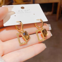 Light Luxury Golden Wheat Tassel Drop Earrings, Elegant Huggie Hoop Earrings, Niche Design