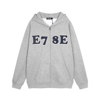 Alphanumeric Printing Plus Velvet Cardigan Sweater