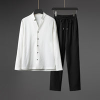 Men's Wear Handsome Pleated High-grade Men's Long Sleeve Set