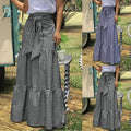 Ruffled Hem Strappy Pleated Casual Loose Skirt