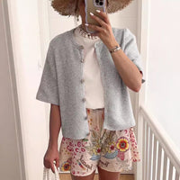 Women's Knitted Cardigan Half-open Collar Button Coat