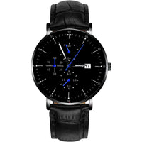 Simple Black Ultra-thin Men's Steel Strap Watch