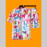 Mens Casual Loose 3D Printed Top And Pants Set