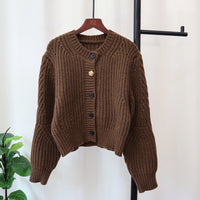 Thick Needle Design Sense Niche Sweater Coat Loose Round Neck Long Sleeve Temperament