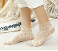 Socks Women Short Cute Solid Color Cotton Bottom Breathable In Tube Mesh Lace Lace