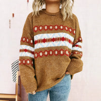 Women's Jacquard Contrast Color Knitted Pullover