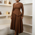 Asymmetrical Neck High Waisted Midi Dress