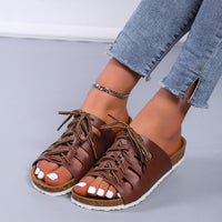 Lace-up Flat Slippers Outdoor Roman Style Sandals For Women