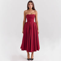 Summer Outfit High-end Fishbone Bustier Pure Desire Style Hot Girl Bodycon Backless Midi Dress