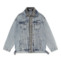 Spring And Autumn Stitching Contrast Color Washing Loose All-match Pu Handsome Denim Jacket