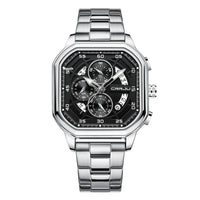 Waterproof Square Couples Multifunctional Calendar Steel-Strap Fashion Watch