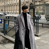 Men's Trench Coat British Style Single Row Woolen Fabric
