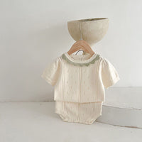 Hollow Knitted Short Sleeve Set