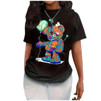Summer Printed Street Fashion Sweet Short-sleeved T-shirt Casual Sports Plus Size Women's Clothing