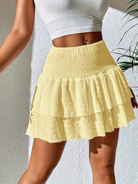 Flirty Tiered Flare Skirt - Shirred Waist, Casual A-line,