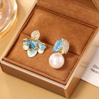 Enamel Dripping Oil Asymmetric Zircon Earrings Style A & B