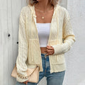 Women's Hooded Twisted Solid Color Sweater Cardigan