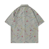 Loose Short Sleeve Plaid Shirt Men