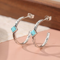 Retro-patterned Silver Earrings