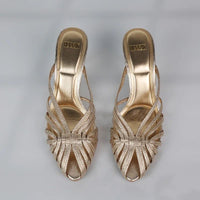New Gold Hollow Thin Strip Heels For Women Luxury Pointed To