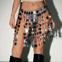 Skirt Geometric Hand Stitching Sequin Skirt