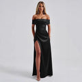 Off-shoulder Side-slit Maxi Dress Fashion Gown