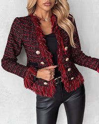 European And American Feminine Straight Tube Coarse Woolen Coat