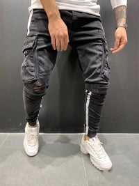 Men's Fashion And Leisure Trendy Knee-cut Zipper Trousers